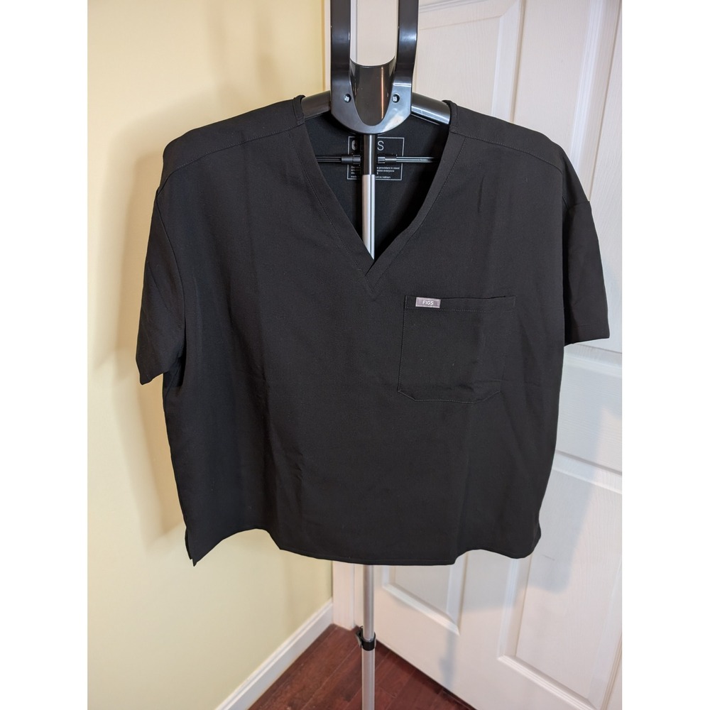 FIGS Catarina Scrub‎ Top Black Technical Collection V-Neck - Size L
